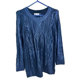 Ceico Black Cable Knit Sweater Crewneck Chunky Knit Long Sleeve‎ Cozy Classic